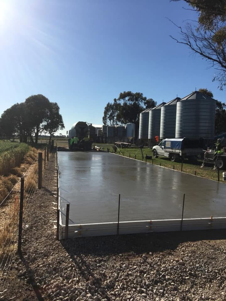 Concrete shed slab poured on a farm near Bordertown, South Australia